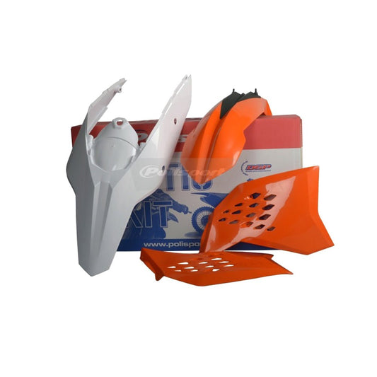Polisport Plastics BOX KIT ENDURO WITH HEADLIGHT MASK KTM EXC 08-11 ORANGE/WHITE OEM 11 - Orange - Polisport